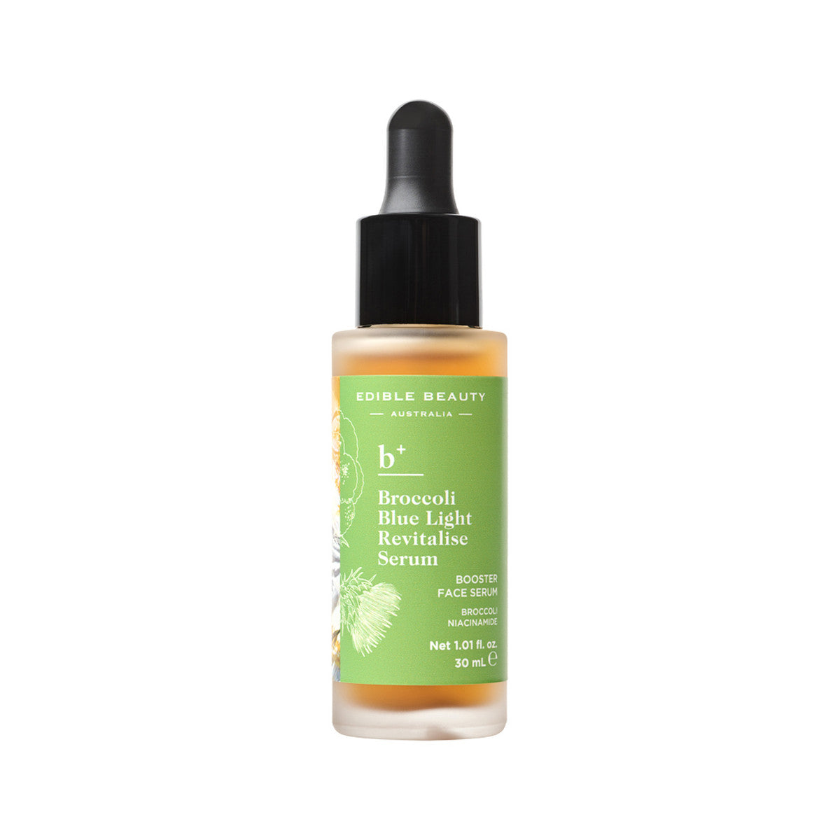 image of Edible Beauty Australia B+ Broccoli Blue Light Revitalise Booster Serum 30ml on white background