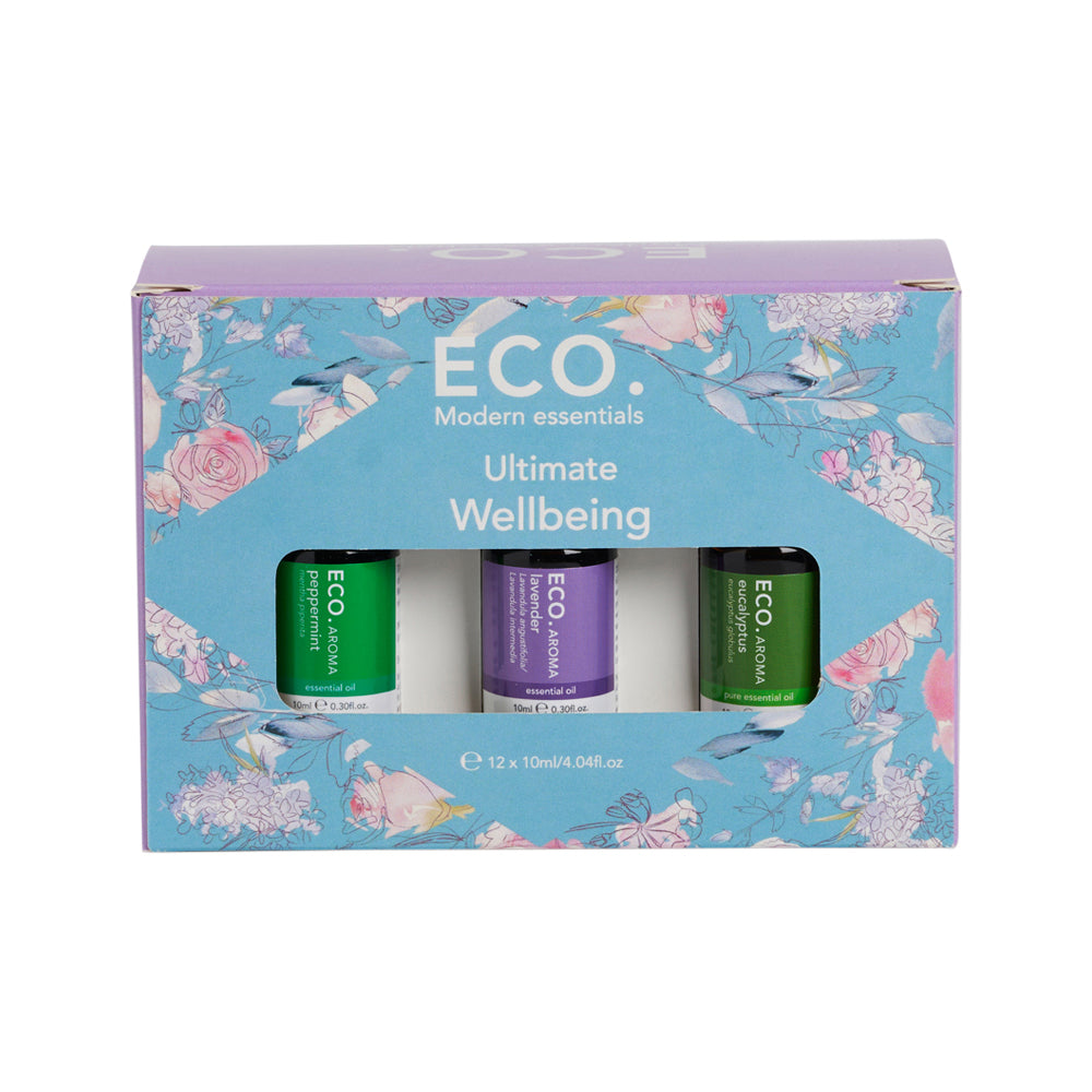 image of ECO. Modern Essentials Essential Oil Ultimate Wellbeing Collection 10ml on white background 