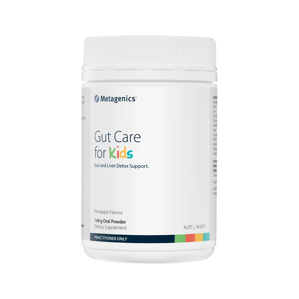 image of Metagenics Kids Gut Care for Kids Pineapple Oral Powder 140g on white background