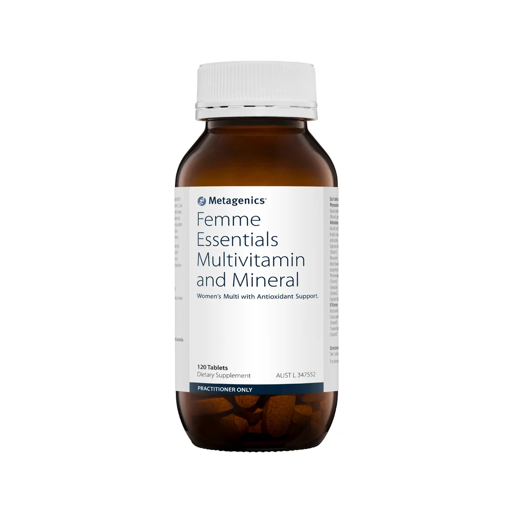 mage of Metagenics Femme Essentials Multivitamin and Mineral 120t on white background