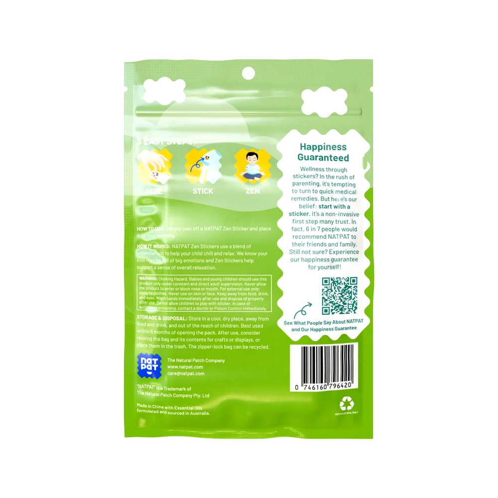 image of NATPAT Organic Zen Stickers (Mood Calming) x 24 Pack on white background