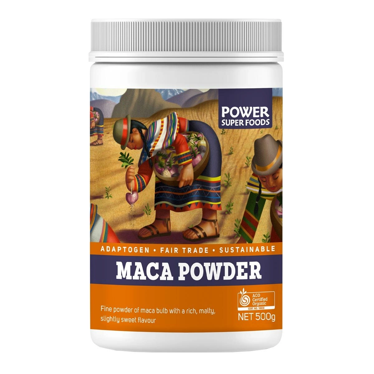 image of Power Super Foods Maca Powder 500g on white background