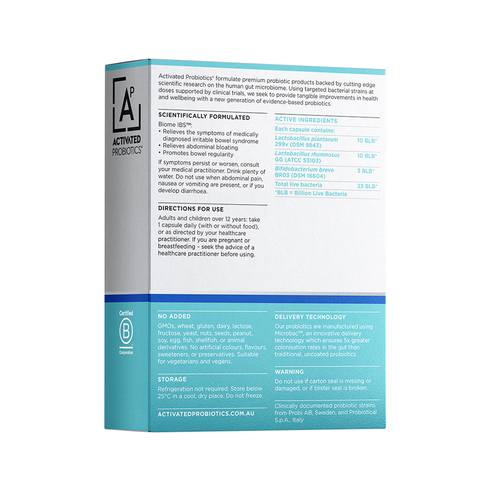 image of Activated Probiotics Biome IBS Probiotic 30vc on white background 