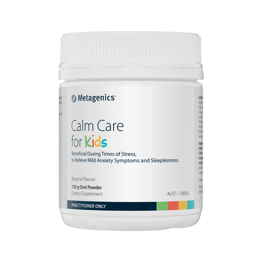 image of Metagenics Kids Calm Care for Kids Banana Oral Powder 120g on white background