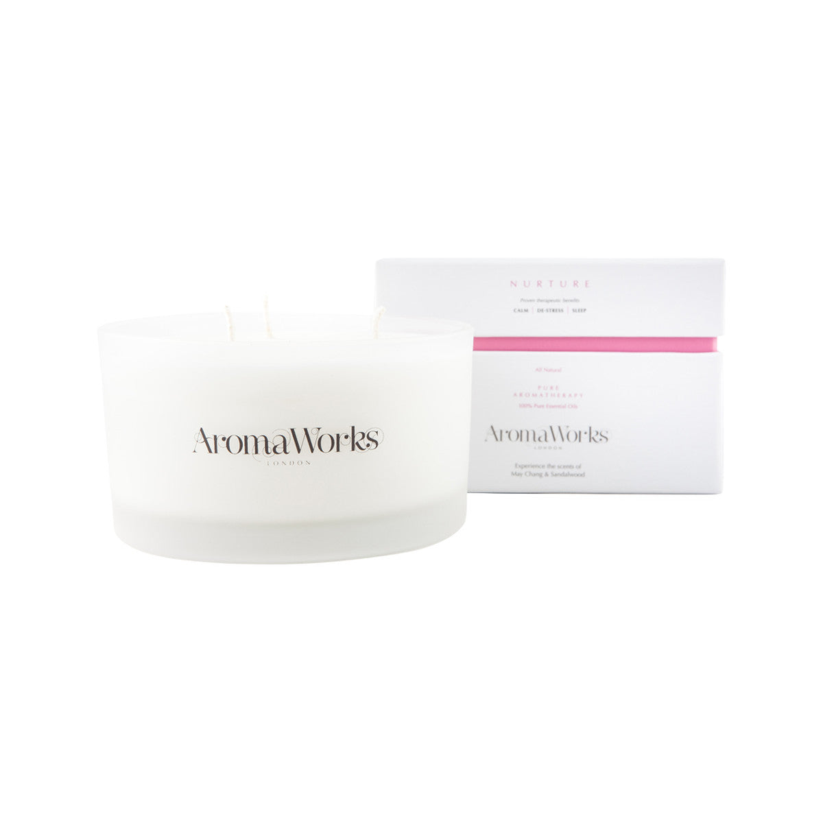 image of AromaWorks 3 Wick Candle Nurture Large 400g on whitebackground