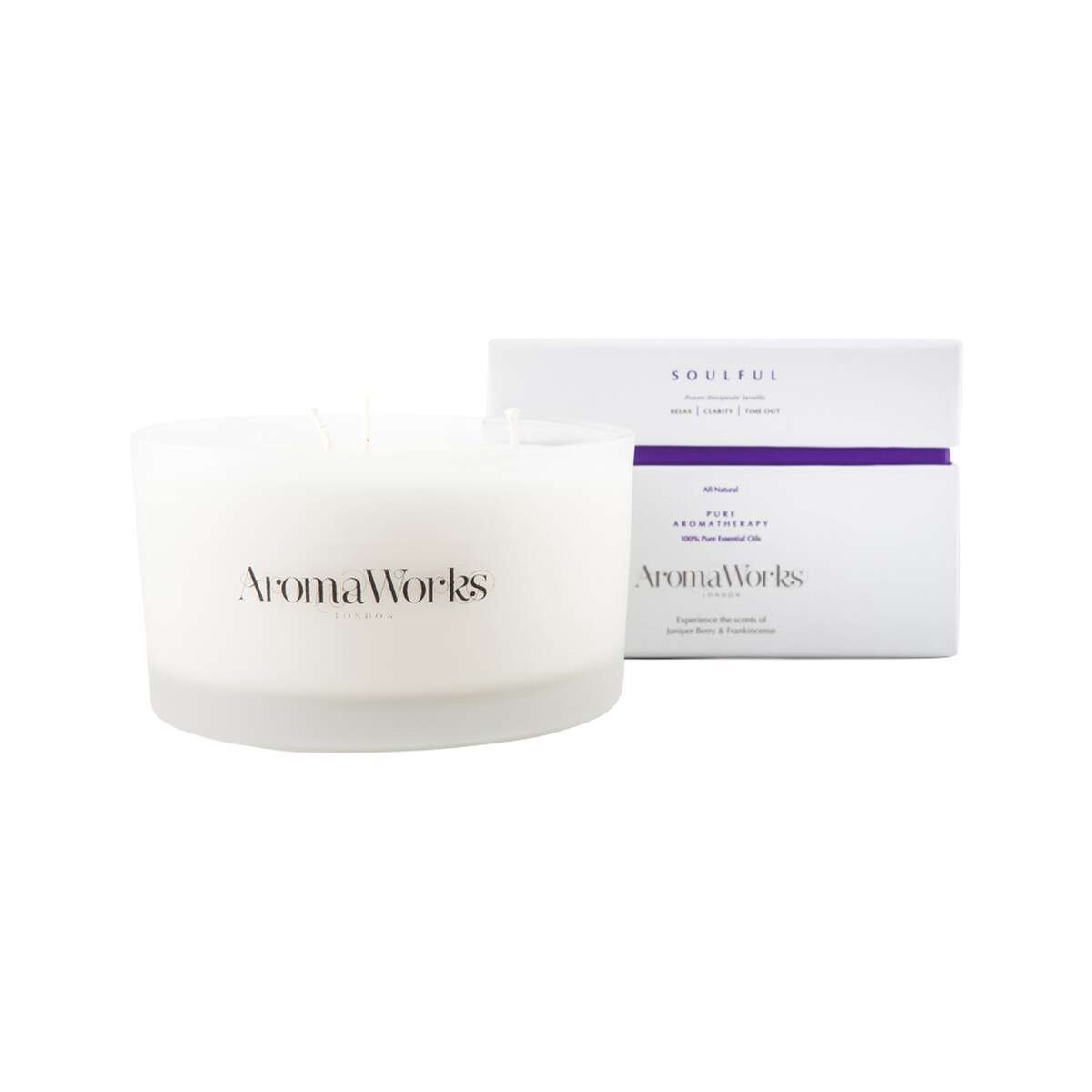 image of AromaWorks 3 Wick Candle Soulful Large 400g on white background