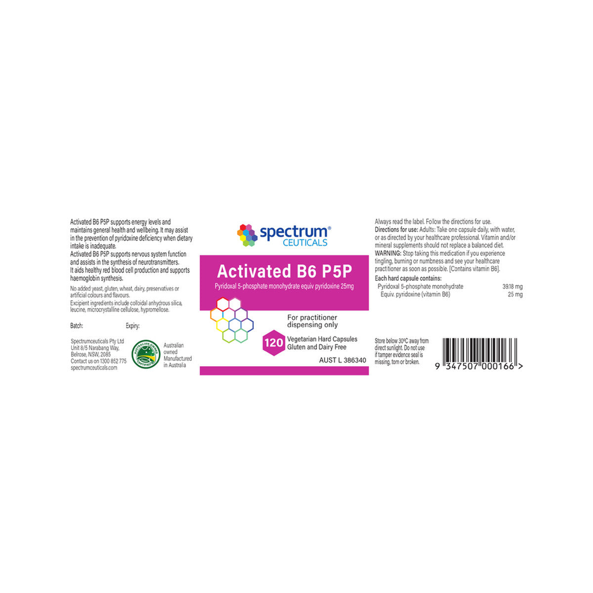 image of Spectrumceuticals Activated B6 P5P 120vc on white background