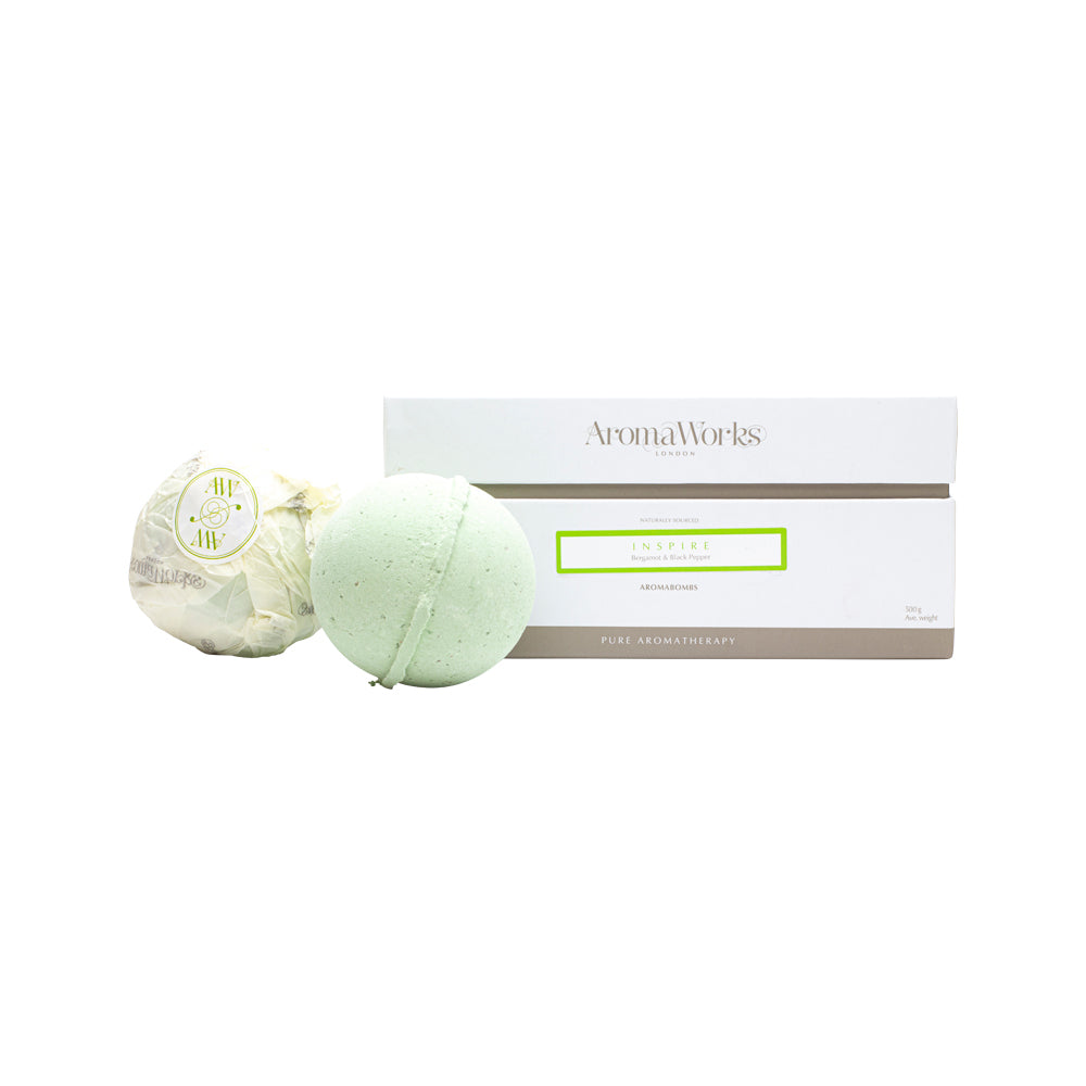 image of AromaWorks AromaBomb Duo Inspire 250g x 2 Pack on white background