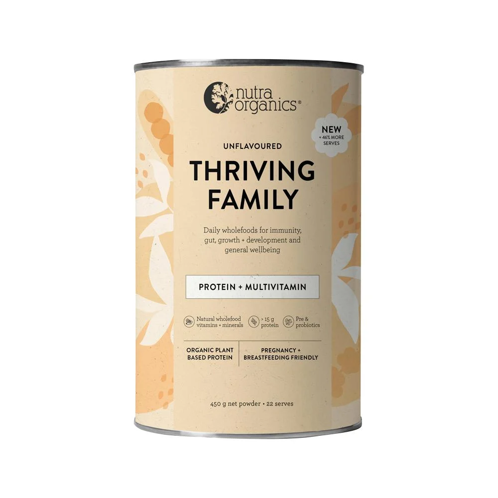 image of Nutra Organics Thriving Family Protein Unflavoured 450g on white background