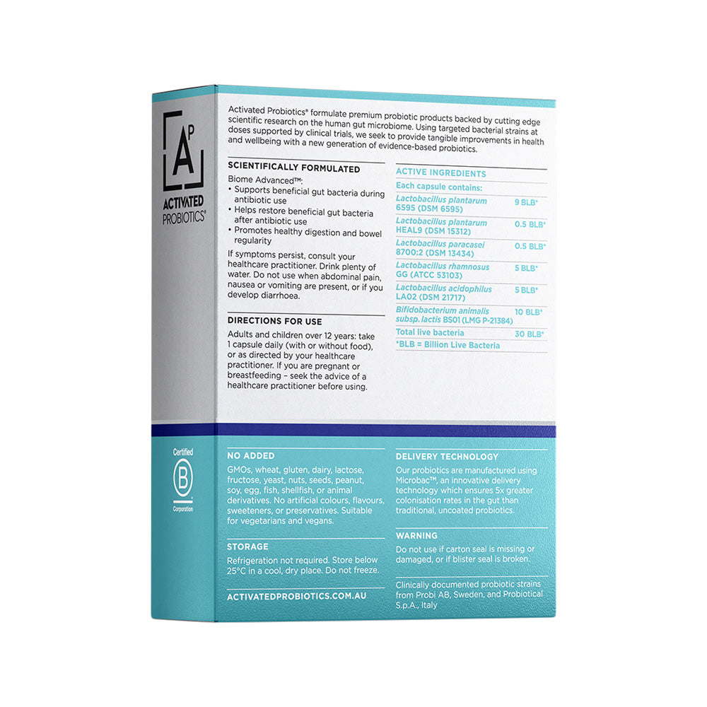 image of Activated Probiotics Biome Advanced Probiotic 30vc on white background