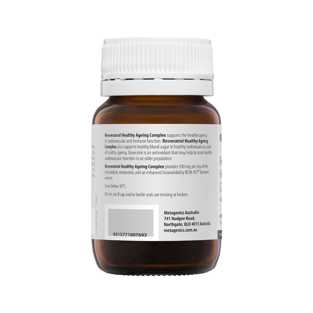 image of Metagenics Resveratrol Healthy Ageing 30t on white background