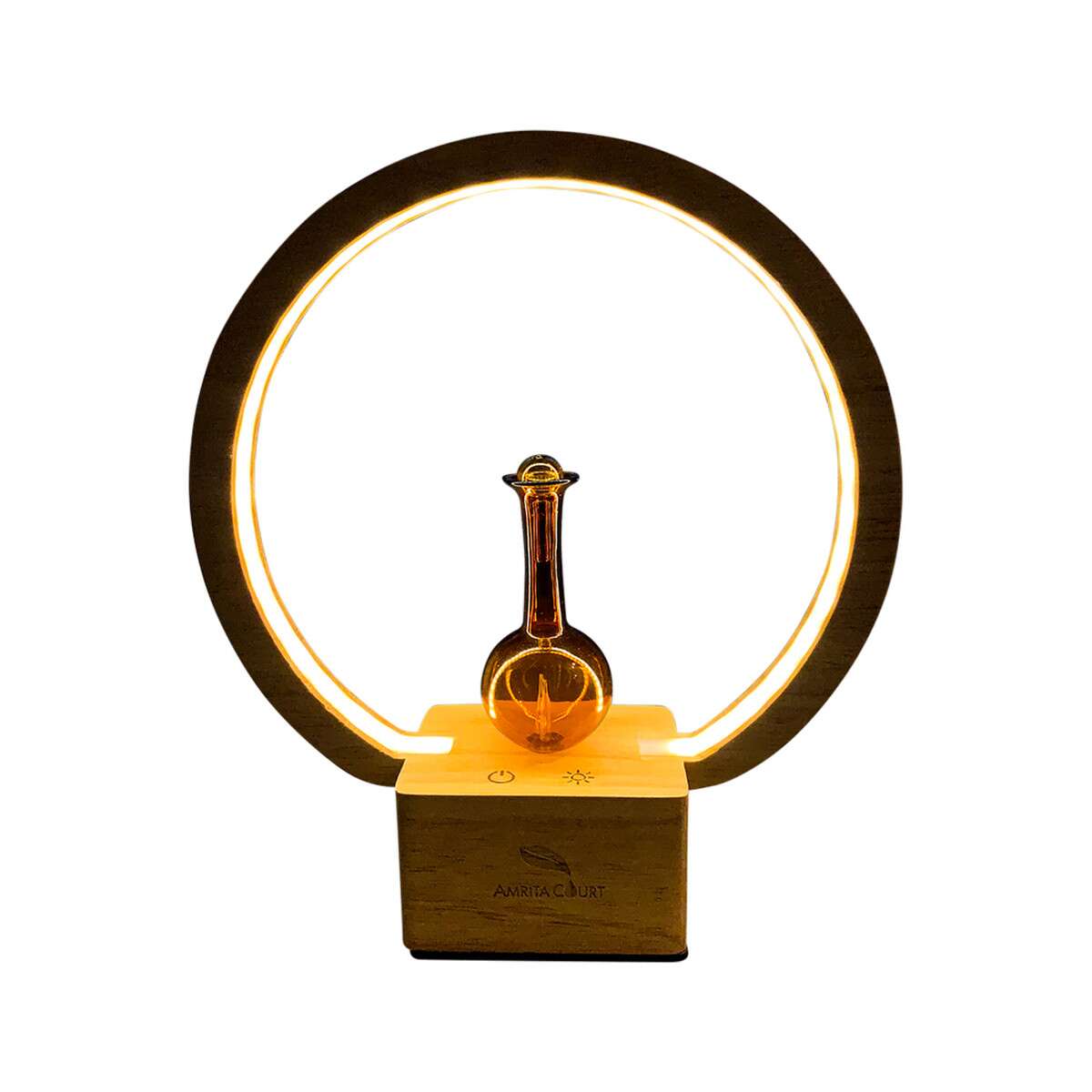 image of Amrita Court Nebuliser (Diffuser) Wooden Base with Ring Light Luna on white background 