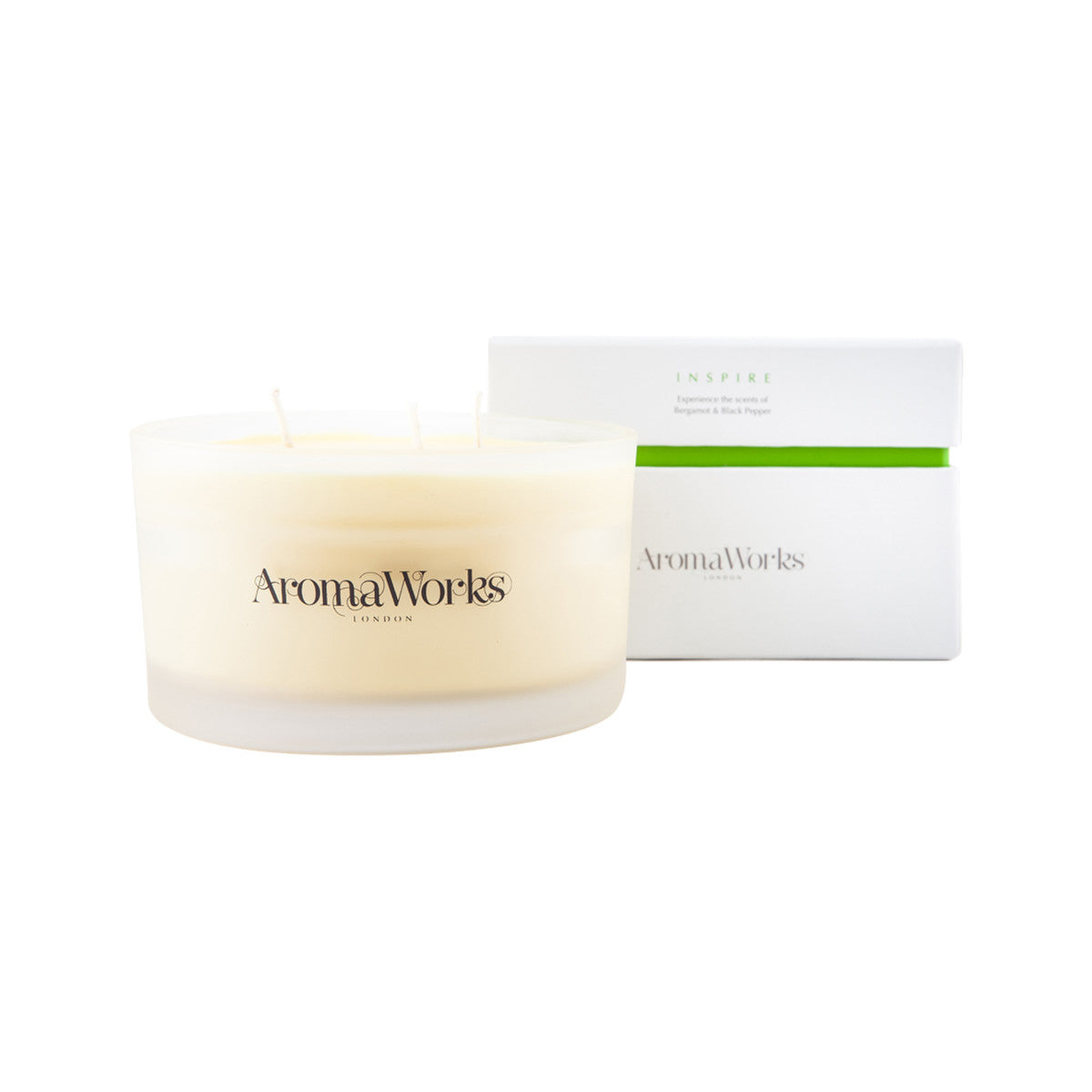 image of AromaWorks 3 Wick Candle Inspire Large 400g on white background