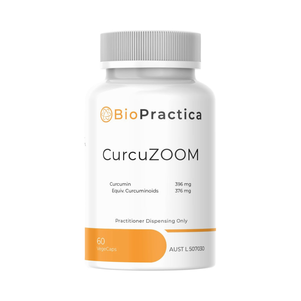 BIOPRACTICA CURCUZOOM 60VC supplement bottle on a white background