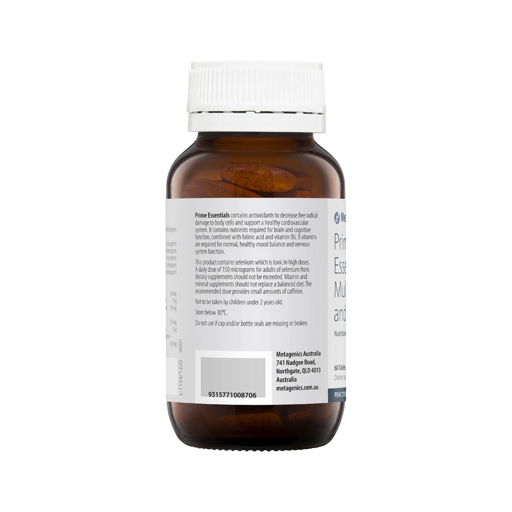image of Metagenics Prime Essentials 60t
 on white background