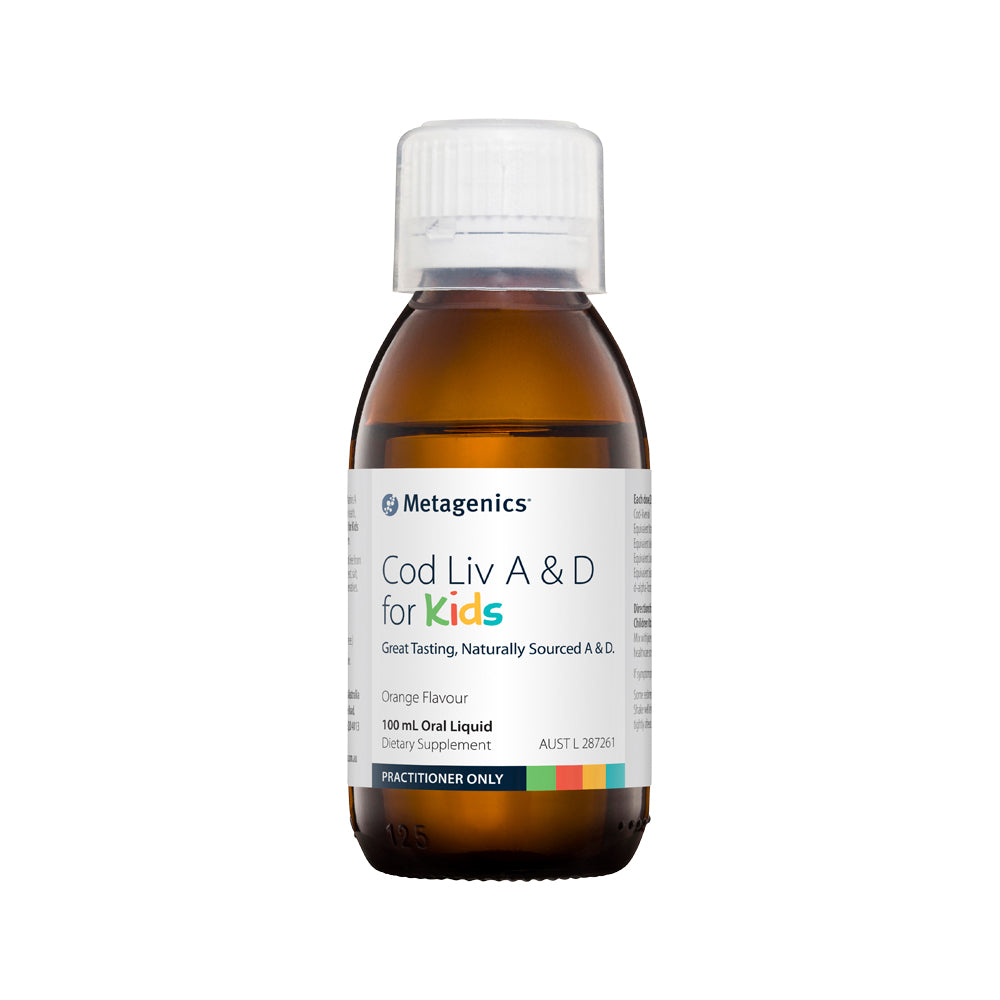 image of Metagenics Kids Cod Liv A & D for Kids Orange Oral Liquid 100ml on white background