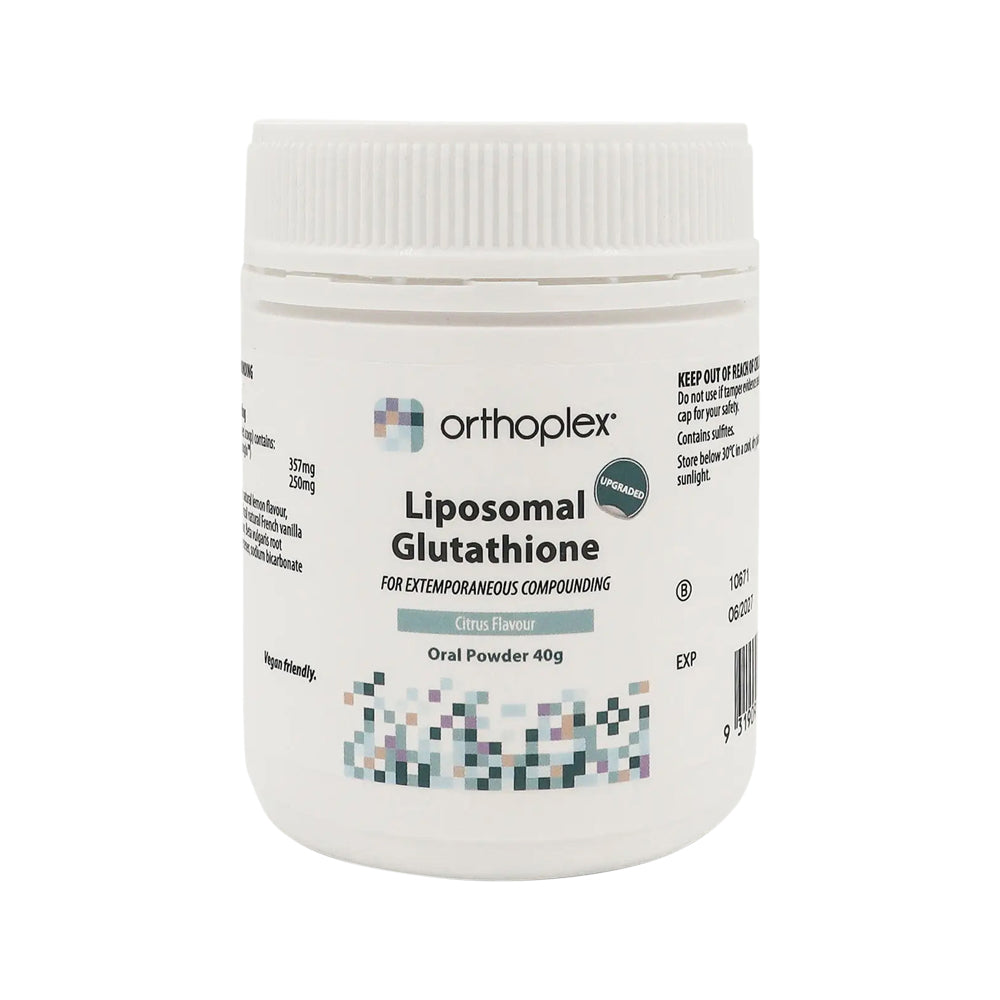 ORTHOPLEX WHITE LIPOSOMAL GLUTATHIONE ORAL POWDER CITRUS 40G
with white background 