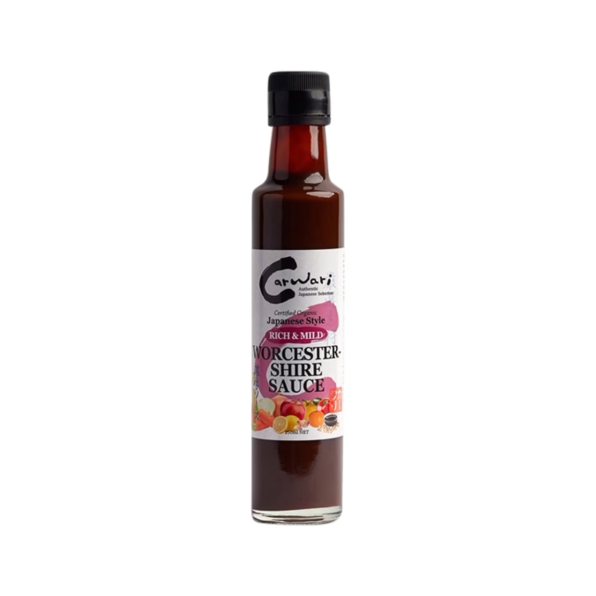 image of Carwari Organic Japanese Style Rich & Mild Worcestershire Sauce 250ml on white background

