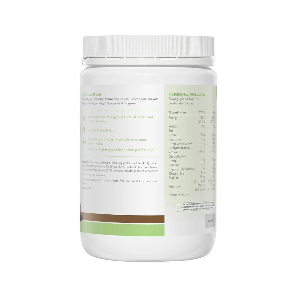 image of Metagenics Shake It Chocolate Oral Powder 584g on white background 