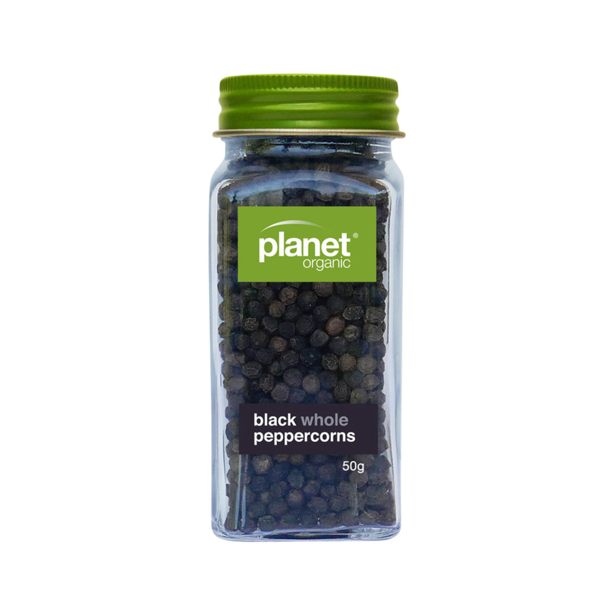 image of Planet Organic Organic Shaker Whole Black Peppercorns 50g on white background