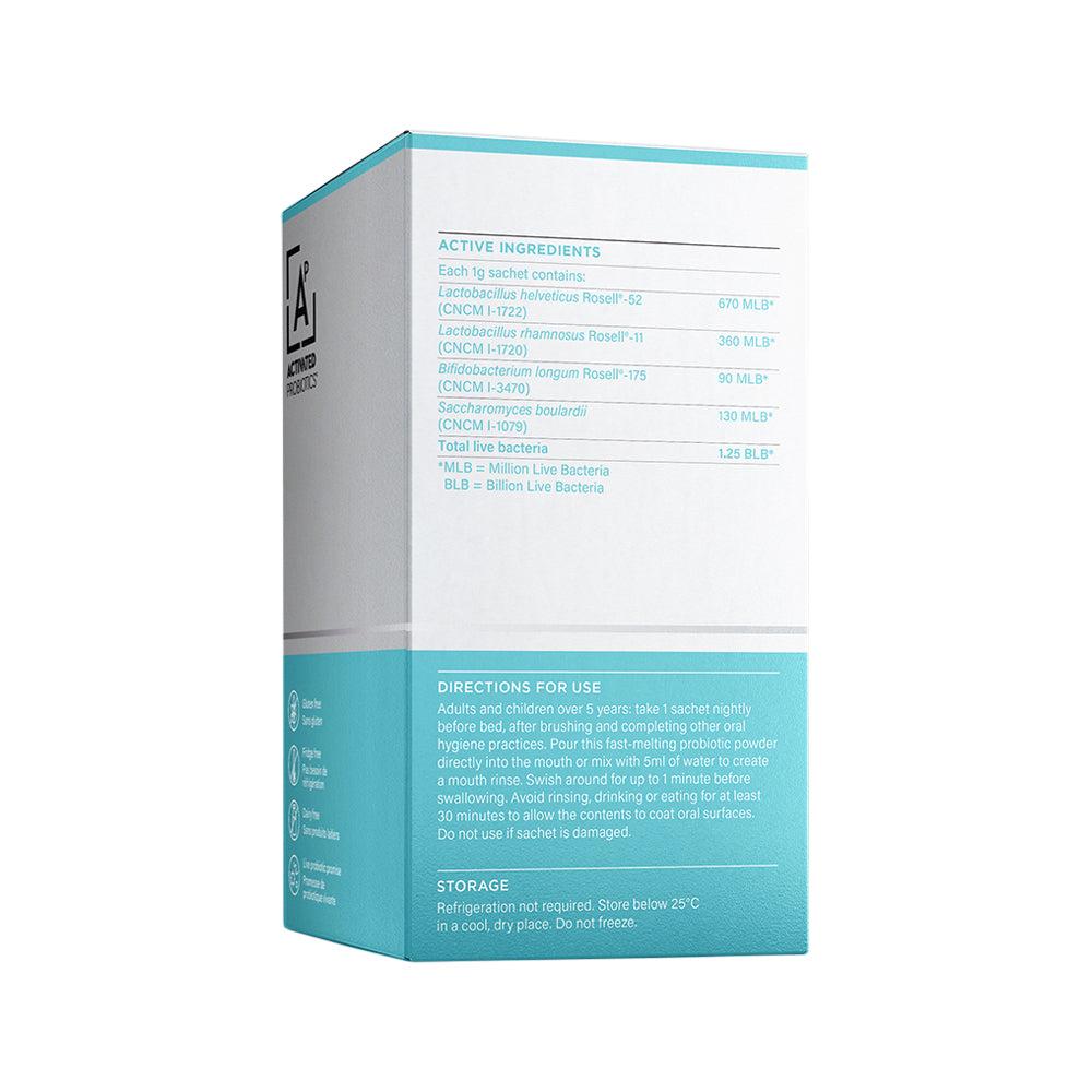 image of Activated Probiotics Biome Dental Probiotic Mint Sachets 1g x 28 Pack on white background