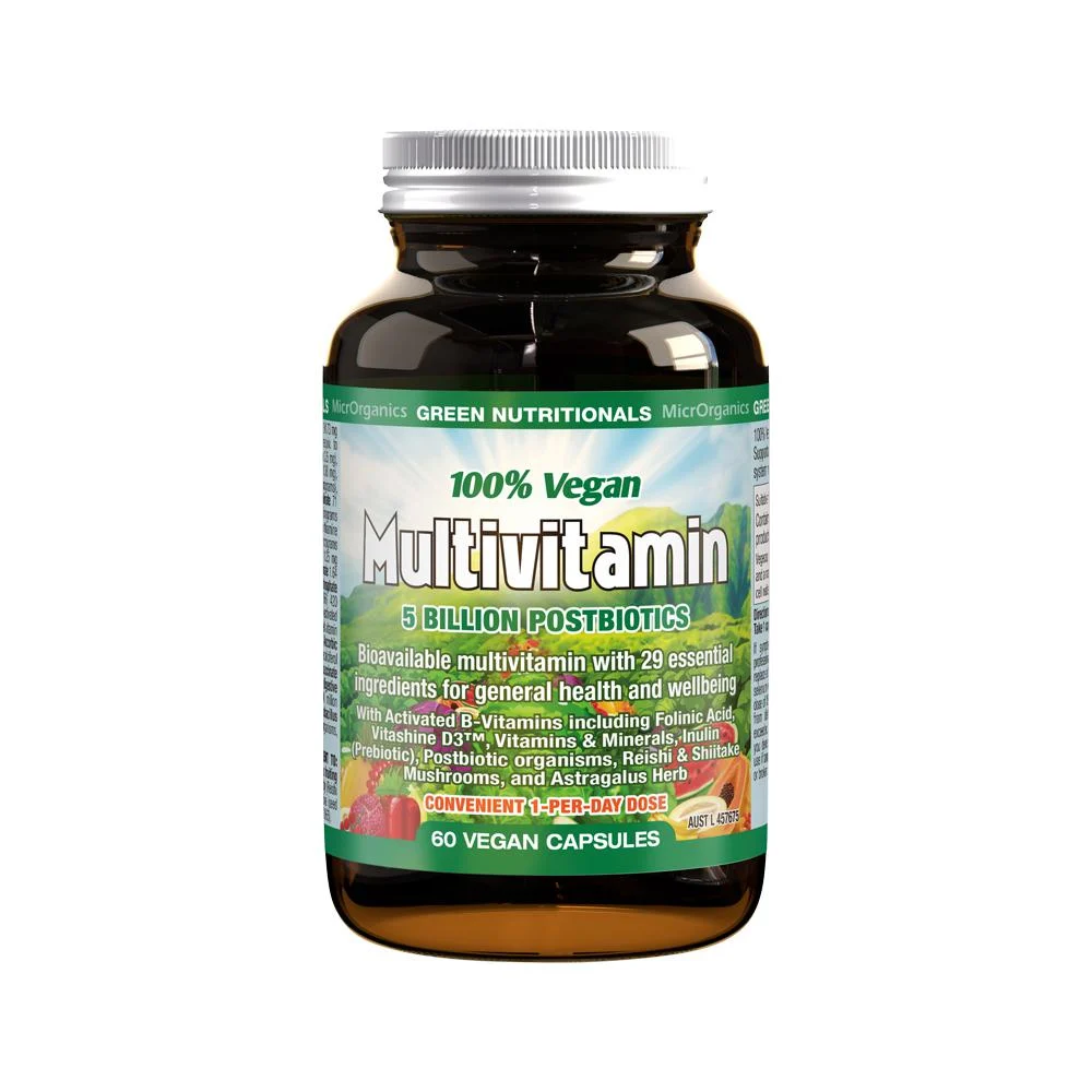 image of Green Nutritionals 100% Vegan Multivitamin 60vc on white background 