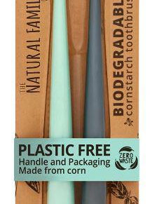 image of The Natural Family Co. Bio Toothbrush Pastel Mixed Colours x 2 Pack on white background