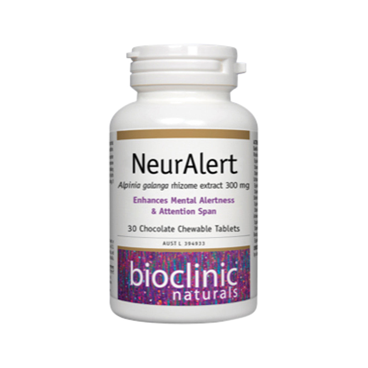 image of Bioclinic Naturals NeurAlert Chewable 30t on white background