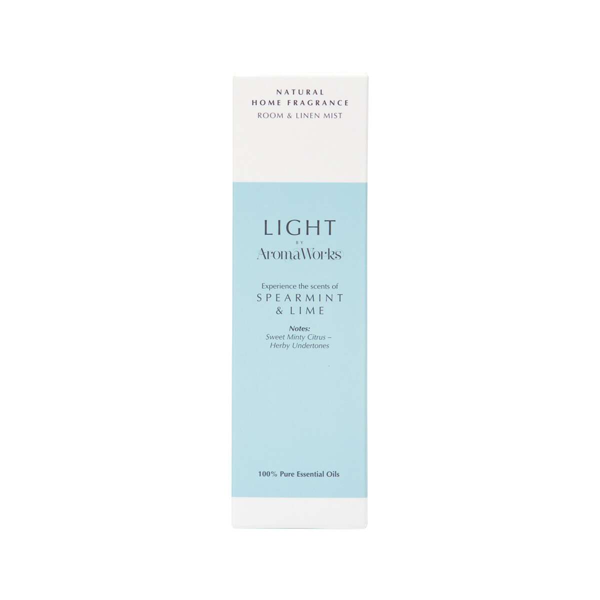 image of AromaWorks Light Room & Linen Mist Spearmint & Lime 100ml on white background