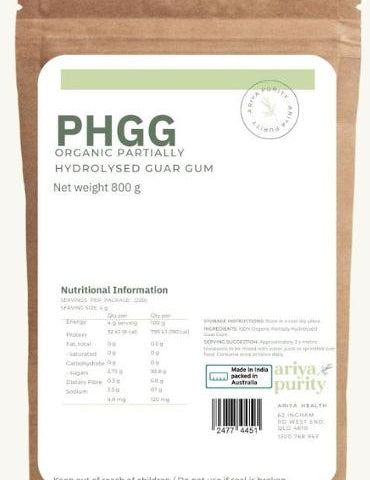 image of Ariya Purity Partially Hydrolyzed Guar Gum (PHGG) 400gm on white background 
