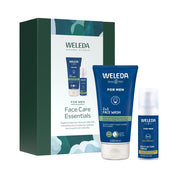 image of weleda for men face care essentials gift pack on white background.