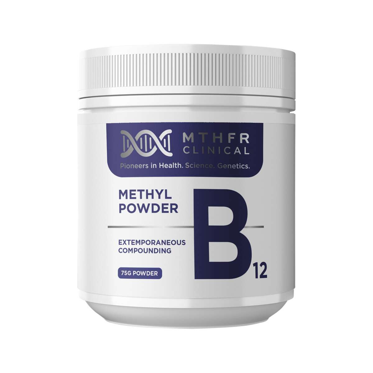image of MTHFR Clinical Methyl B12 Powder 75g on white background