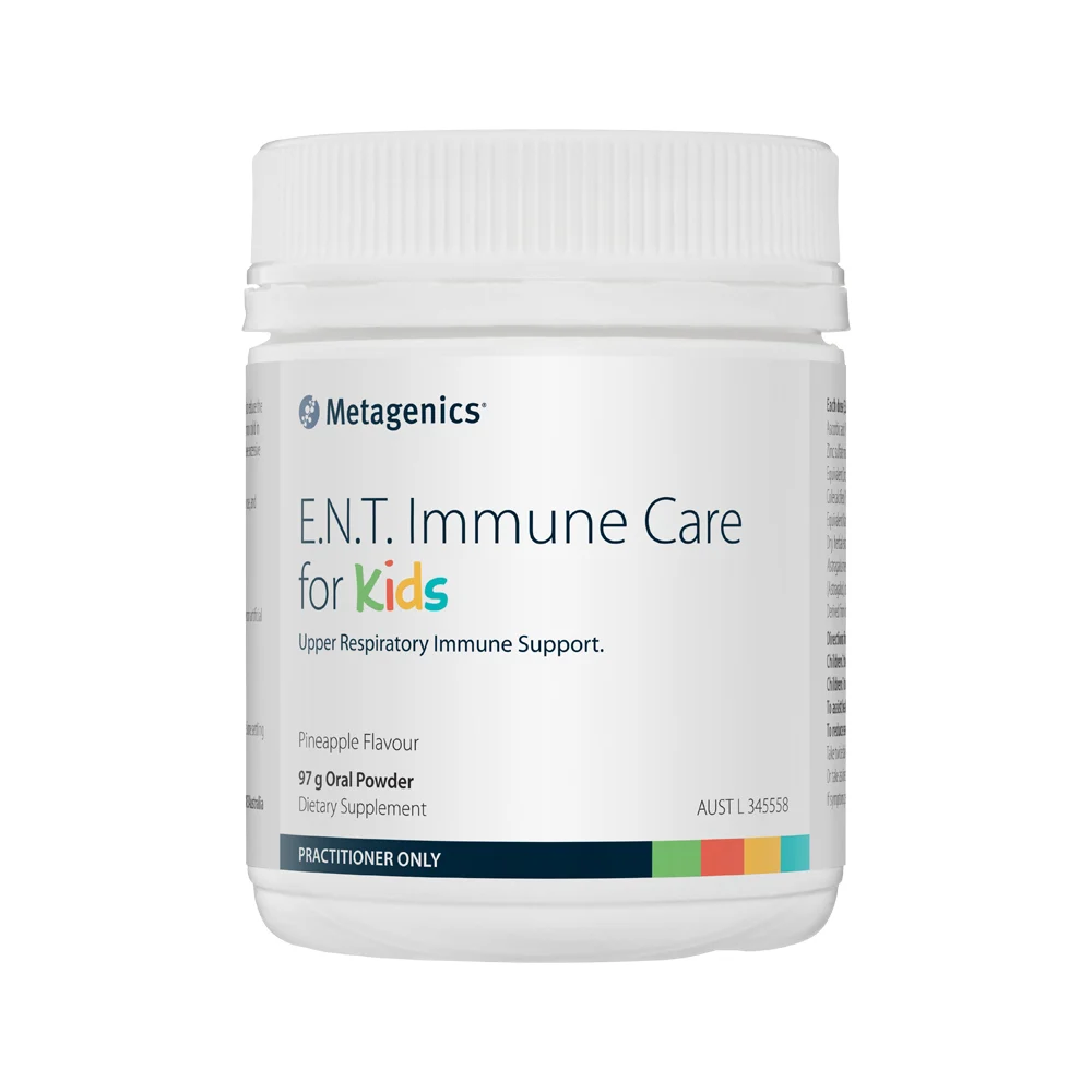 image of Metagenics Kids E.N.T. Immune Care for Kids Pineapple Oral Powder 100g on white background