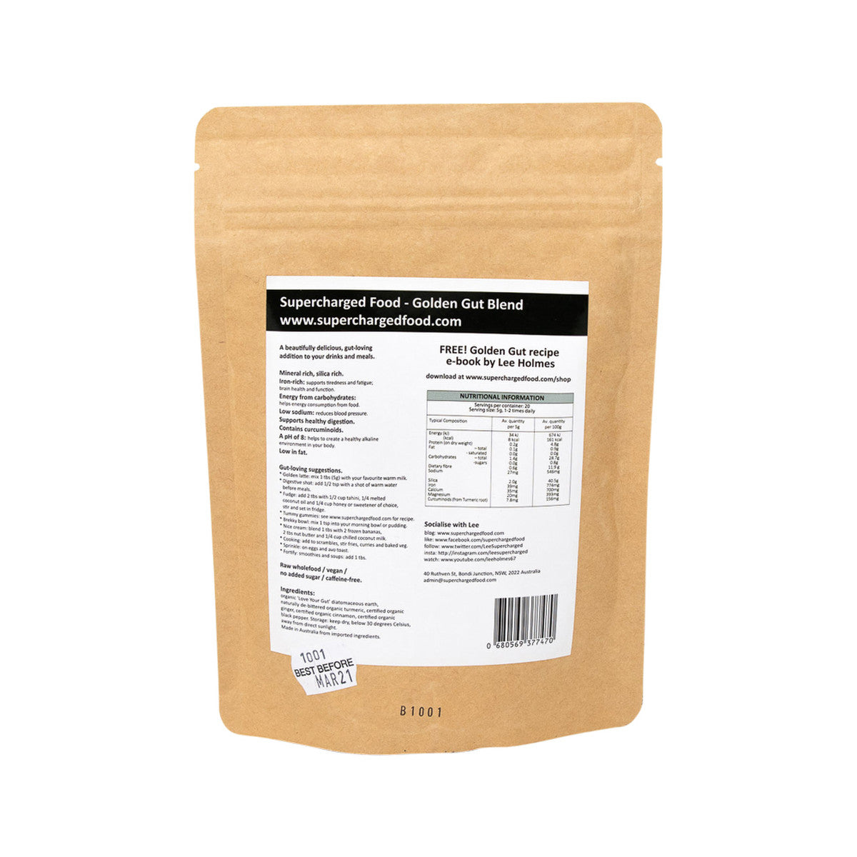 image of Supercharged Food Love Your Gut Golden Gut 100g on white background