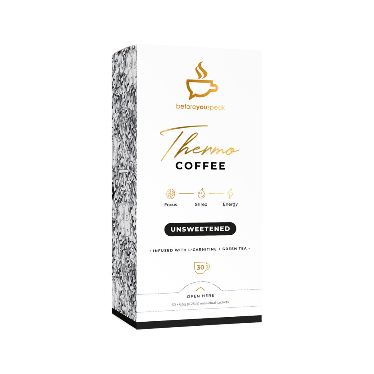 image of Before You SpeakThermo Coffee Unsweetened 6.5g x 30 Pack on white background