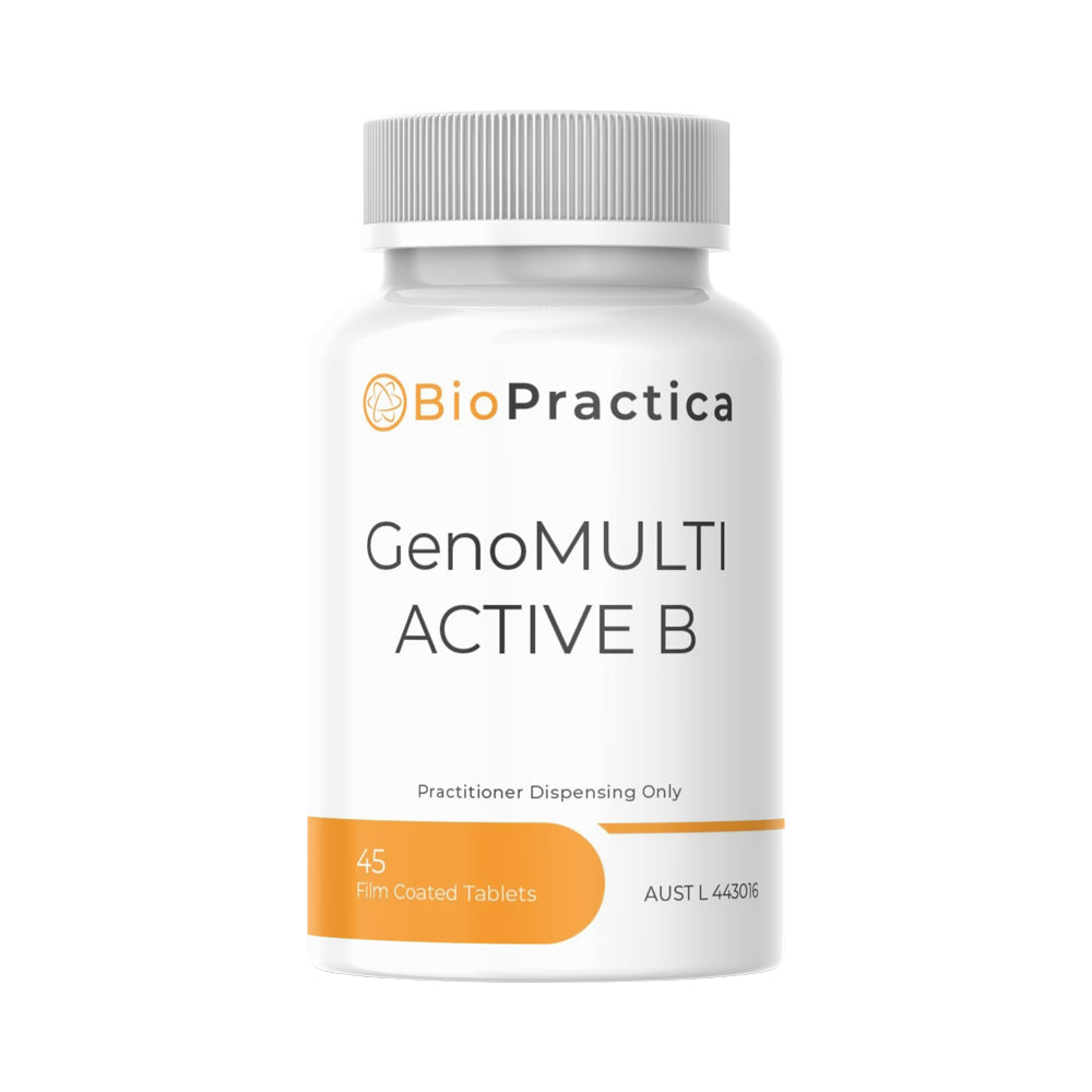BioPractica GenoMULTI ACTIVE B supplement bottle on a white background