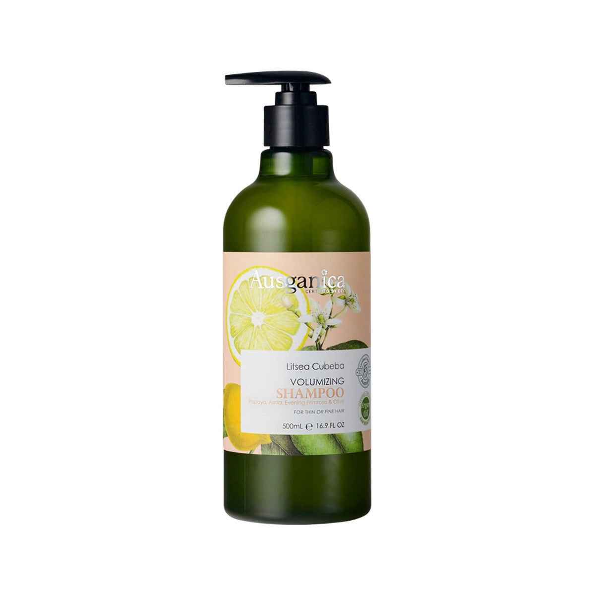 image of Ausganica Organic Litsea Cubeba Volumising Shampoo 500ml on white background
