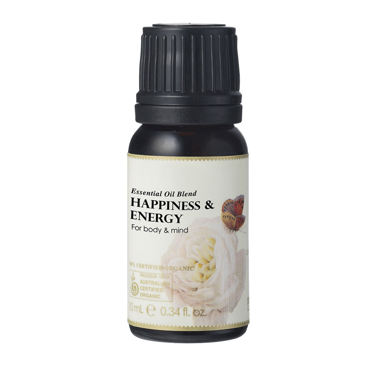 image of Ausganica Certified Organic Essential Oil Blend Happiness & Energy 10ml on white background