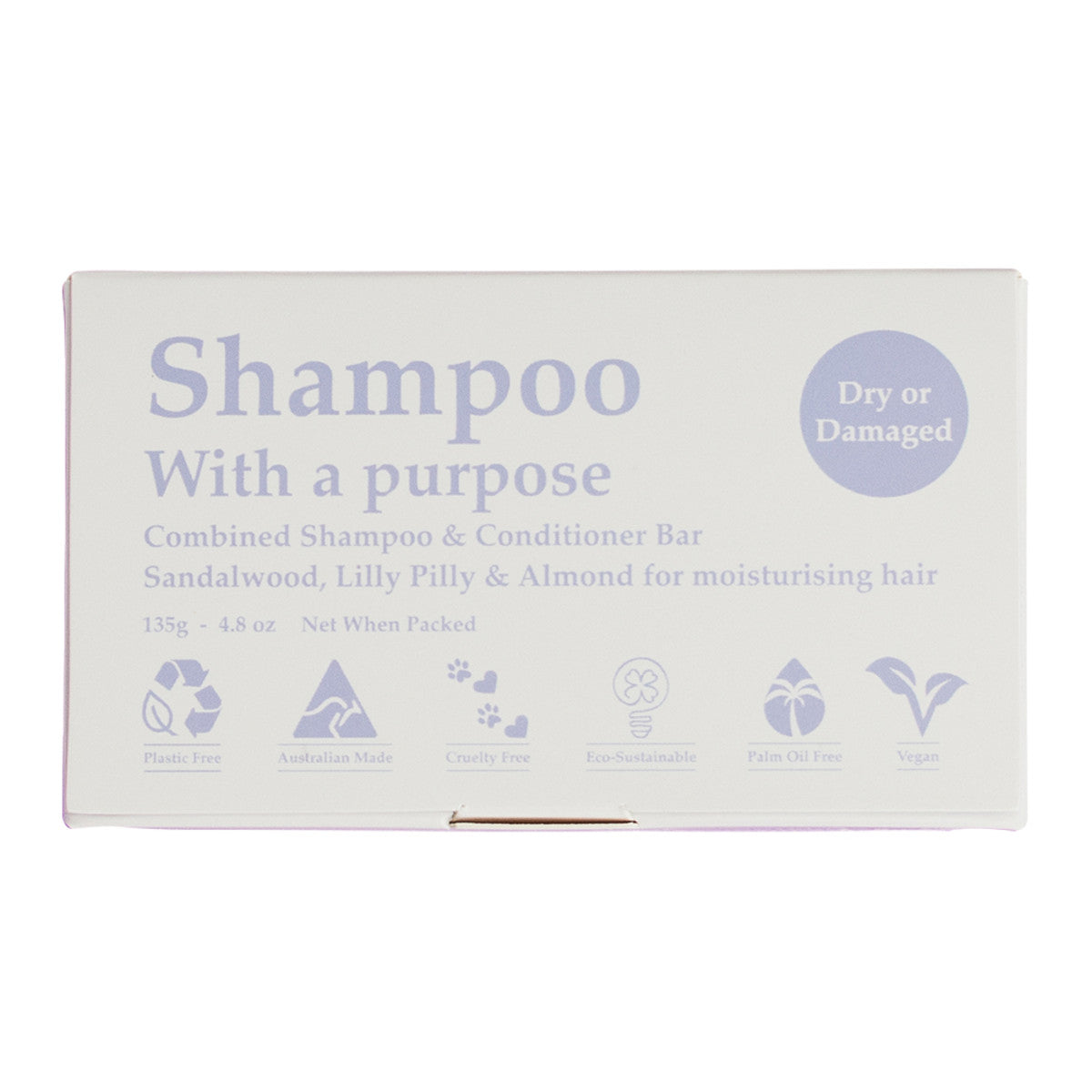 image of Clover Fields Shampoo with a Purpose Bar Shampoo & Conditioner Bar - Dry or Damaged Hair on white background 