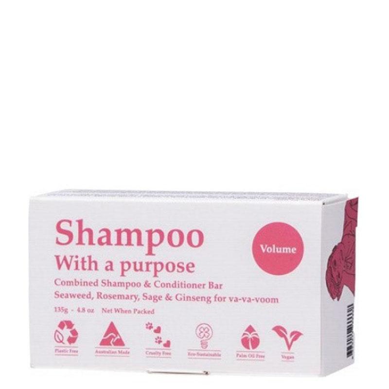 image of Clover Fields Shampoo with a Purpose Bar Shampoo & Conditioner) - Volume on white background 