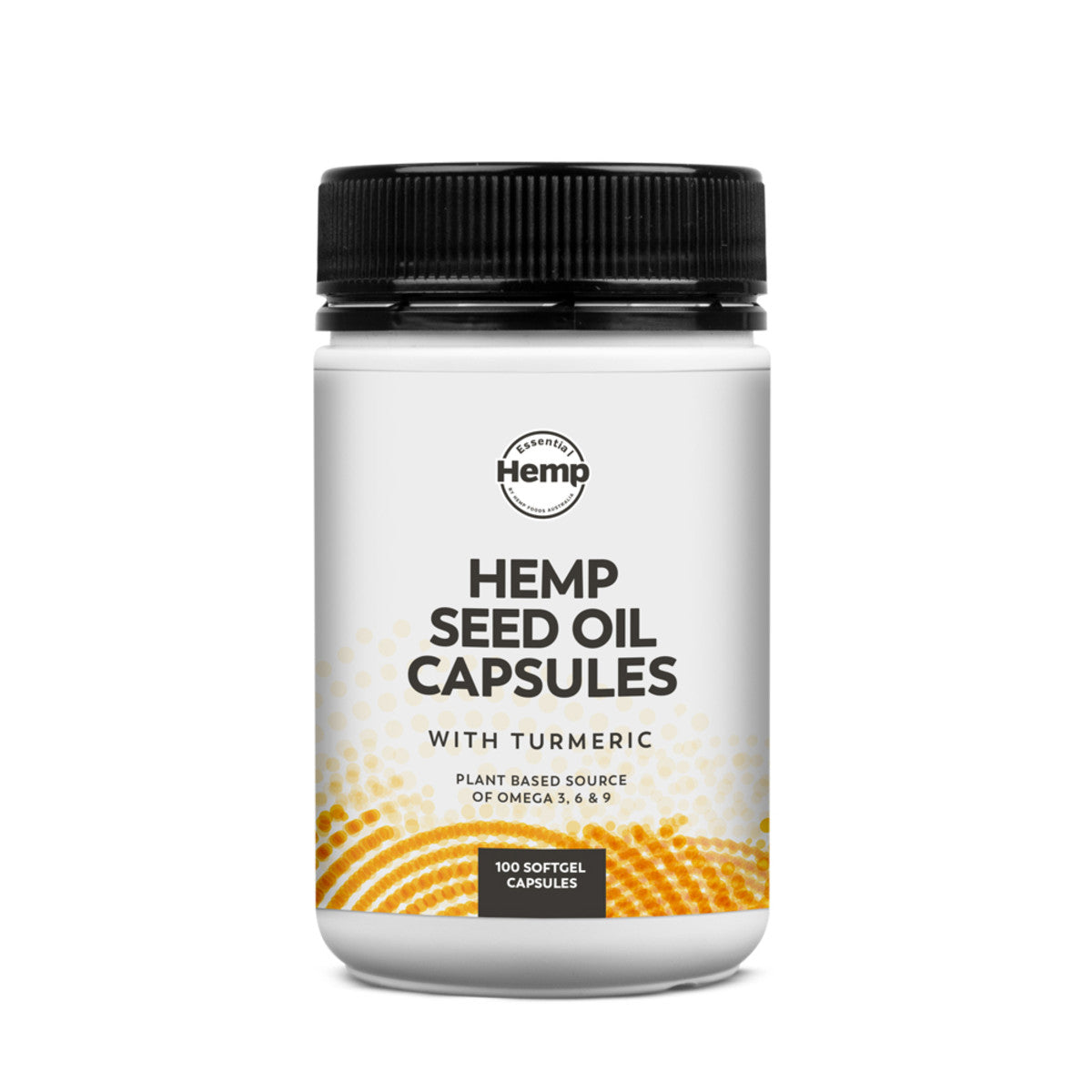 image of Essential Hemp Hemp Oil and Turmeric Capsules 100c on white background 