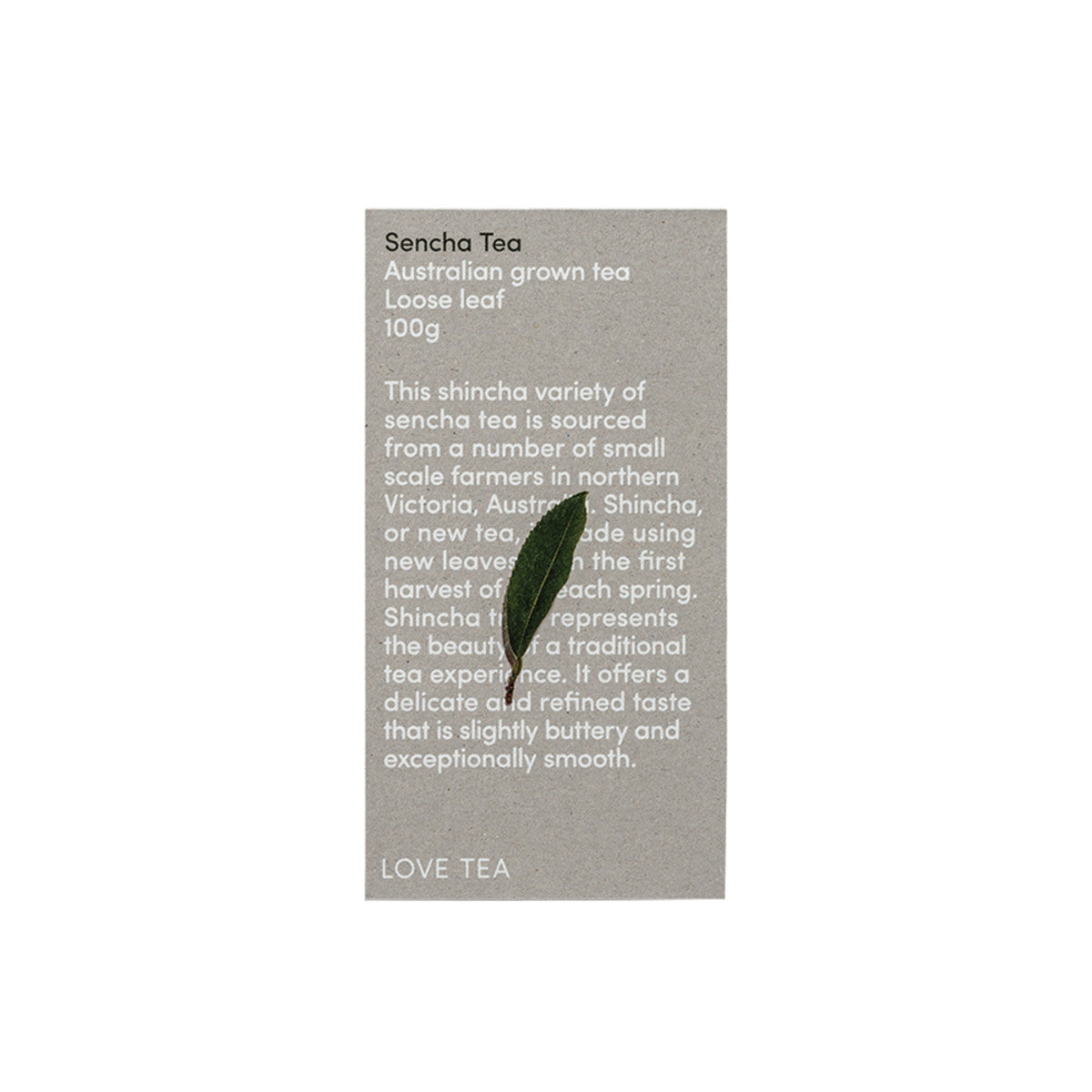 image of Love Tea Australian Sencha Tea Loose Leaf 100g on white background 