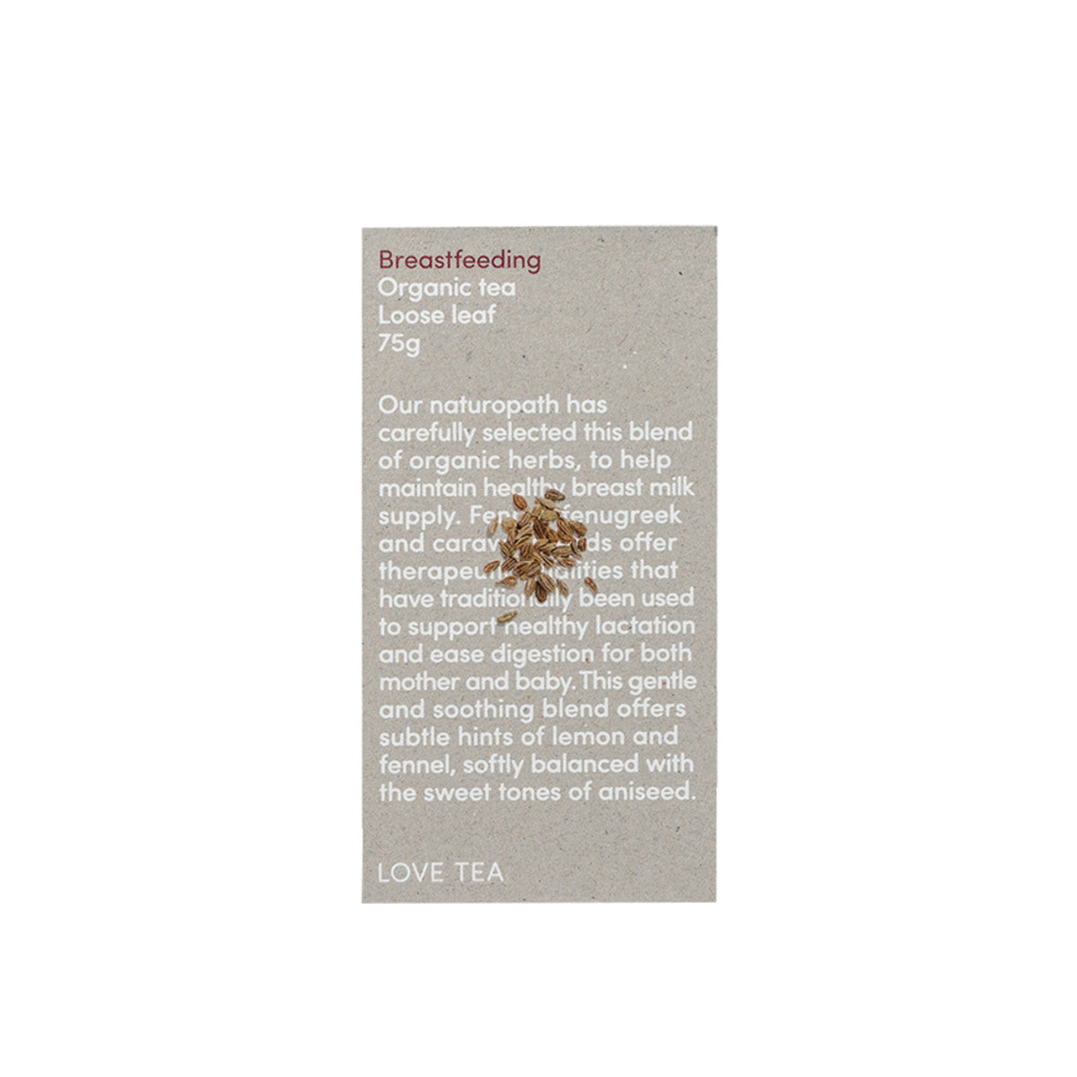 image of Love Tea Organic Breastfeeding Tea Loose Leaf 75g on white background 