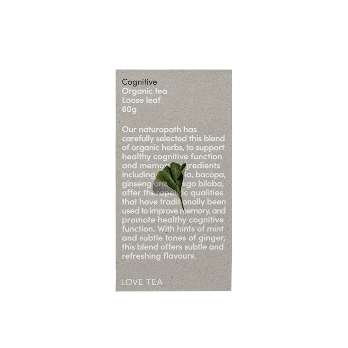 image of Love Tea Organic Cognitive Tea Loose Leaf 60g on white background 