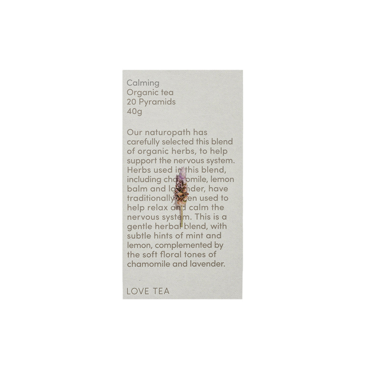 image of Love Tea Organic Calming Tea x 20 Pyramids on white background