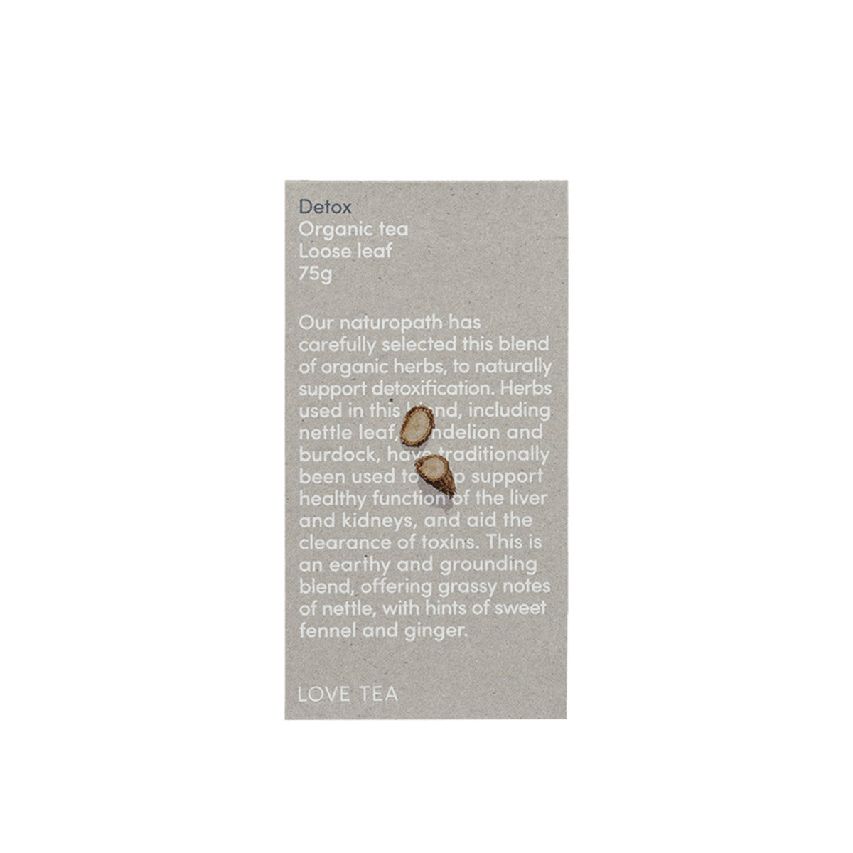 image of Love Tea Organic Detox Tea Loose Leaf 75g on white background 