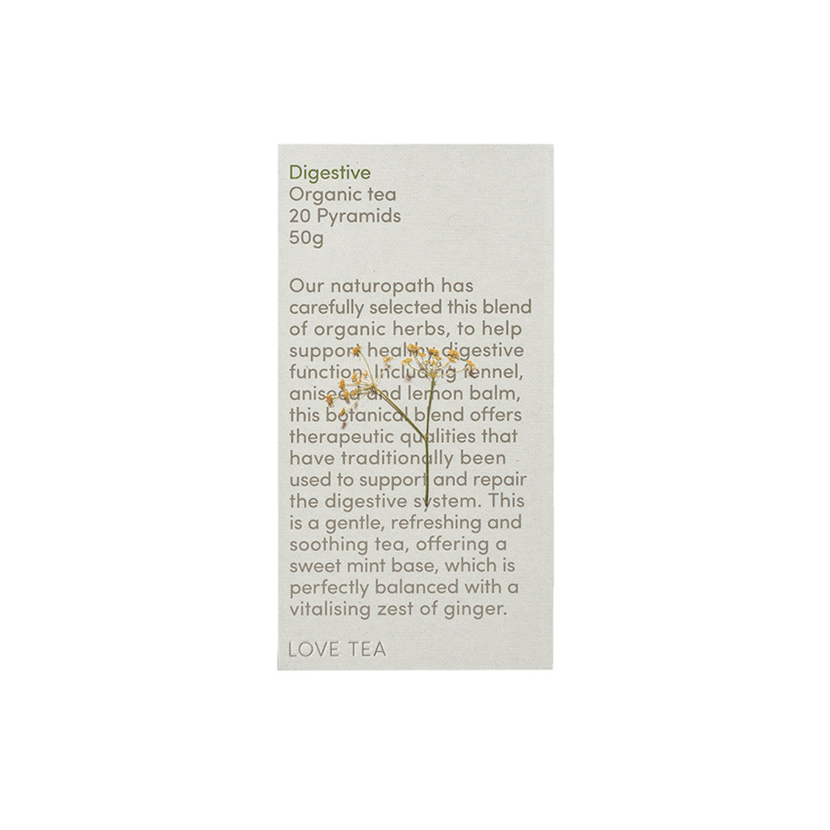 image of Love Tea Organic Digestive Tea x 20 Pyramids on white background 