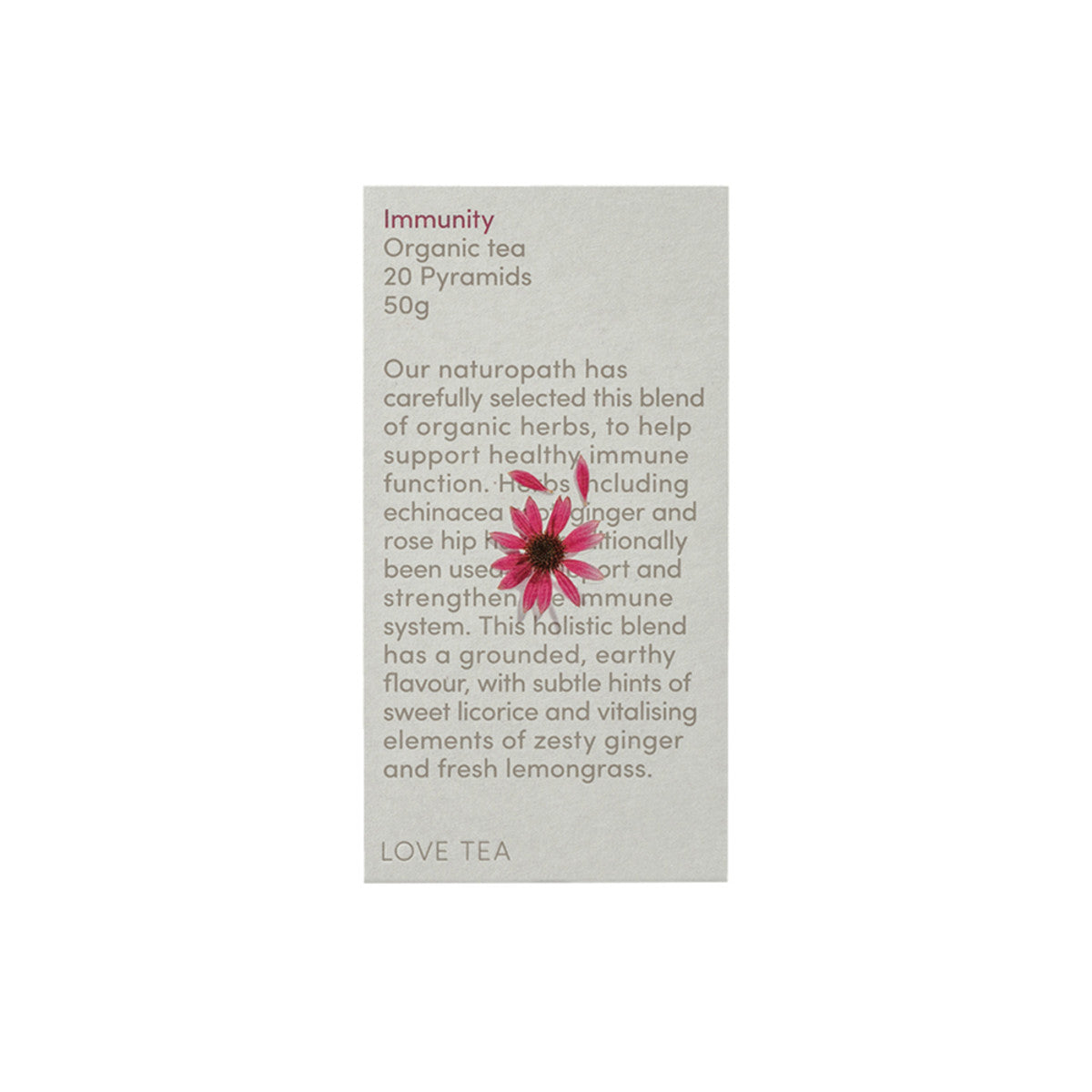 image of Love Tea Organic Immunity Tea x 20 Pyramids on white background 