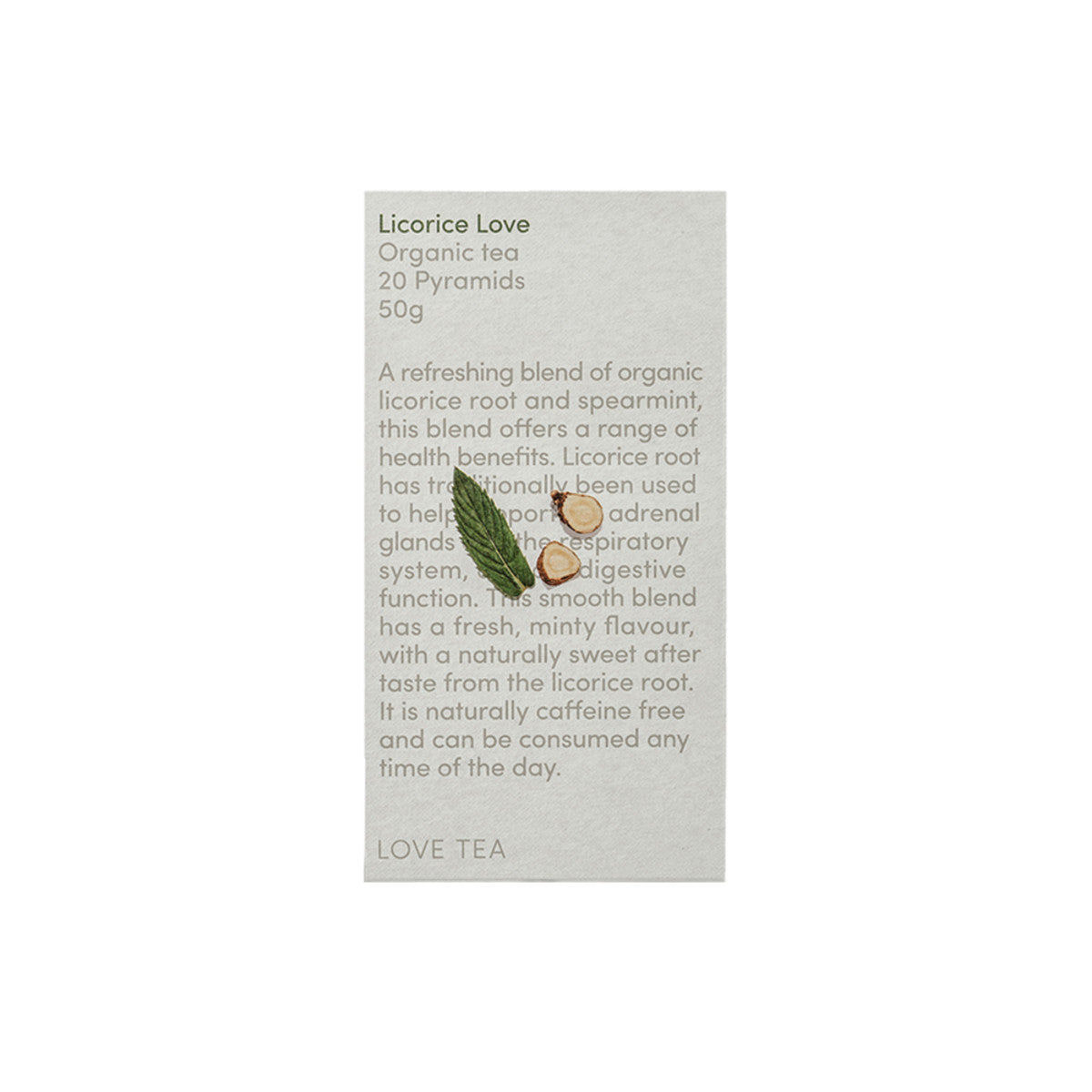 image of Love Tea Organic Licorice Love x 20 Pyramids on white background 