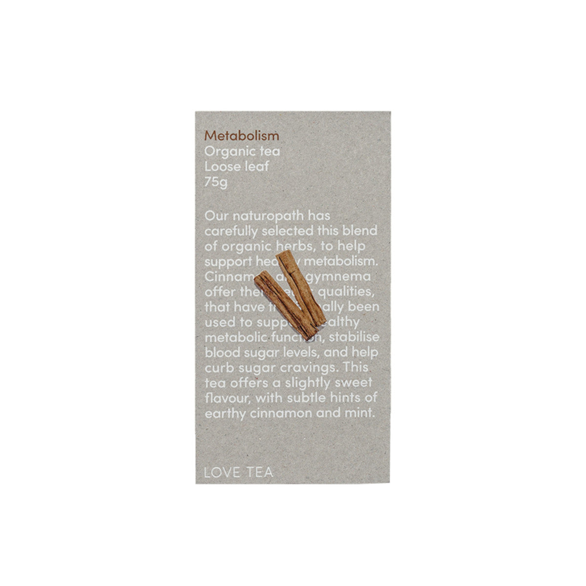 image of Love Tea Organic Metabolism Tea Loose Leaf 75g on white background 